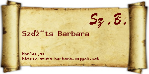 Szüts Barbara névjegykártya